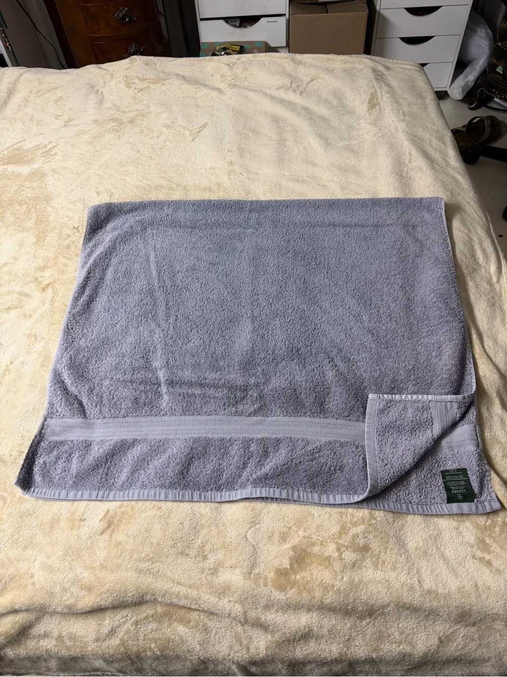 Ralph Lauren Light Gray lavender Plush Cotton Bath Towel 30”x53” RN41381